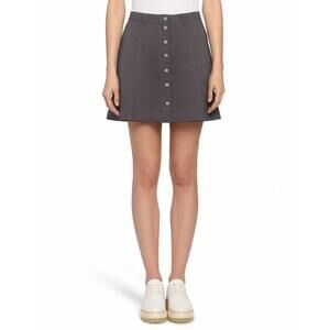 H&M Divided Womens Skirt US 8 Dark Grey Faded Black‎ A Line Button Front Cotton